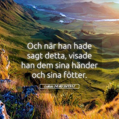 Picture 05 - Lukas 24:40 SV1917 - Och när han hade sagt detta, visade han dem sina - Bible Verse Picture