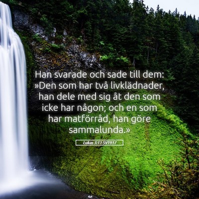 Picture 05 - Lukas 3:11 SV1917 - Han svarade och sade till dem: »Den som har två - Bible Verse Picture