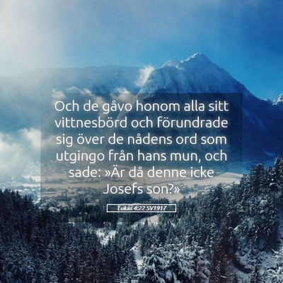 Picture 05 - Lukas 4:22 SV1917 - Och de gåvo honom alla sitt vittnesbörd och - Bible Verse Picture