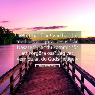 Picture 05 - Lukas 4:34 SV1917 - »Bort härifrån! Vad har du med oss att göra, - Bible Verse Picture