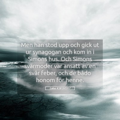 Picture 05 - Lukas 4:38 SV1917 - Men han stod upp och gick ut ur synagogan och kom - Bible Verse Picture