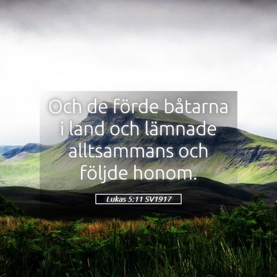 Picture 05 - Lukas 5:11 SV1917 - Och de förde båtarna i land och lämnade - Bible Verse Picture