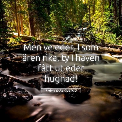 Picture 05 - Lukas 6:24 SV1917 - Men ve eder, I som ären rika, ty I haven fått - Bible Verse Picture