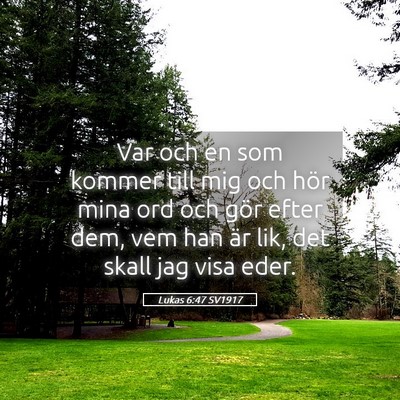 Picture 05 - Lukas 6:47 SV1917 - Var och en som kommer till mig och hör mina ord - Bible Verse Picture