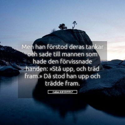 Picture 05 - Lukas 6:8 SV1917 - Men han förstod deras tankar och sade till - Bible Verse Picture