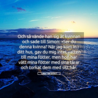 Picture 05 - Lukas 7:44 SV1917 - Och så vände han sig åt kvinnan och sade till - Bible Verse Picture