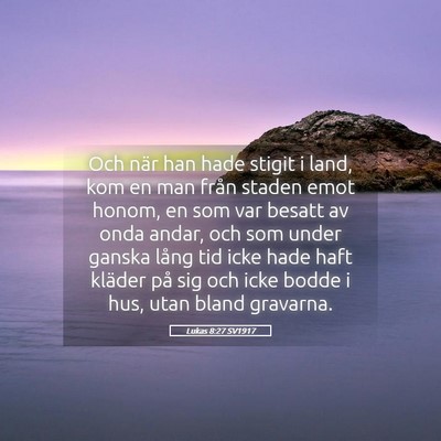 Picture 05 - Lukas 8:27 SV1917 - Och när han hade stigit i land, kom en man från - Bible Verse Picture