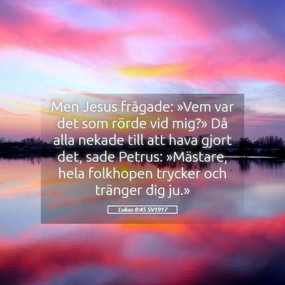 Picture 05 - Lukas 8:45 SV1917 - Men Jesus frågade: »Vem var det som rörde vid - Bible Verse Picture