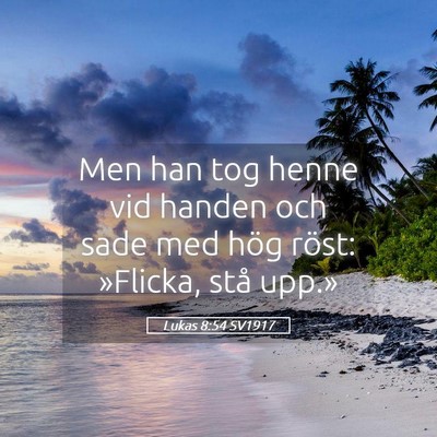 Picture 05 - Lukas 8:54 SV1917 - Men han tog henne vid handen och sade med hög - Bible Verse Picture