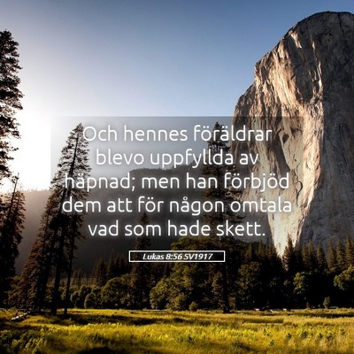 Picture 05 - Lukas 8:56 SV1917 - Och hennes föräldrar blevo uppfyllda av - Bible Verse Picture