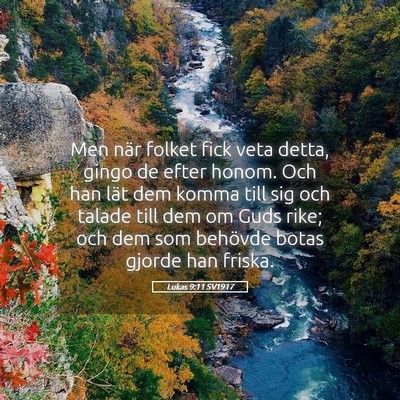 Picture 05 - Lukas 9:11 SV1917 - Men när folket fick veta detta, gingo de efter - Bible Verse Picture