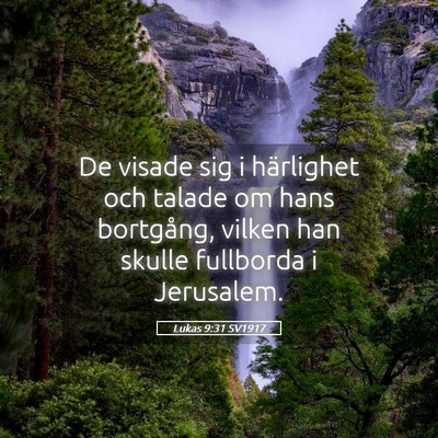 Picture 05 - Lukas 9:31 SV1917 - De visade sig i härlighet och talade om hans - Bible Verse Picture