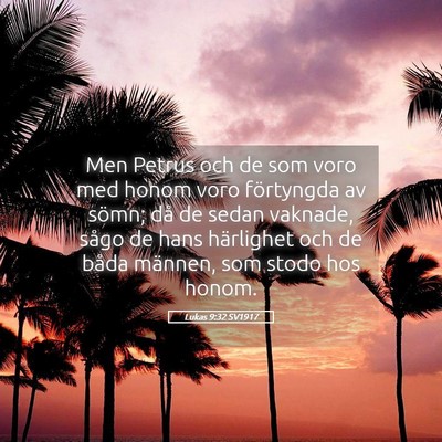 Picture 05 - Lukas 9:32 SV1917 - Men Petrus och de som voro med honom voro - Bible Verse Picture