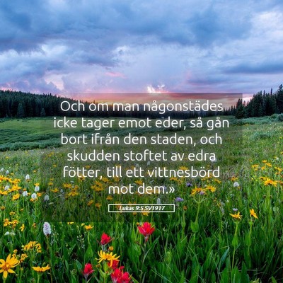 Picture 05 - Lukas 9:5 SV1917 - Och om man någonstädes icke tager emot eder, - Bible Verse Picture
