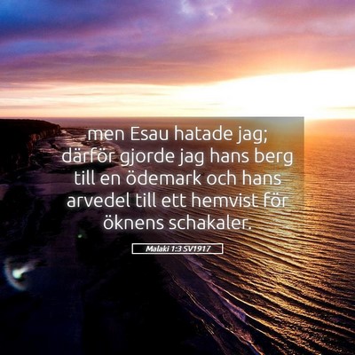 Picture 05 - Malaki 1:3 SV1917 - men Esau hatade jag; därför gjorde jag hans - Bible Verse Picture