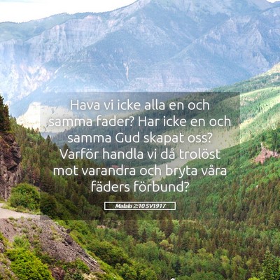 Picture 05 - Malaki 2:10 SV1917 - Hava vi icke alla en och samma fader? Har icke en - Bible Verse Picture