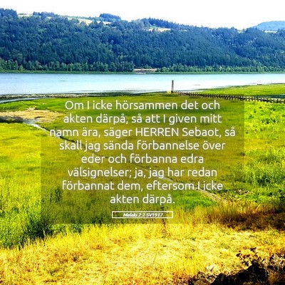 Picture 05 - Malaki 2:2 SV1917 - Om I icke hörsammen det och akten därpå, så - Bible Verse Picture
