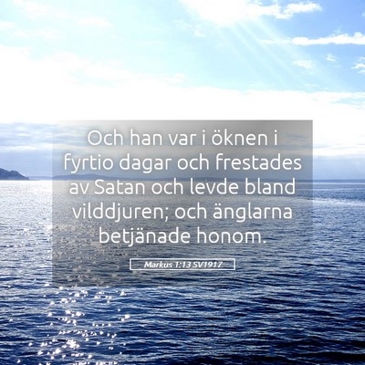 Picture 05 - Markus 1:13 SV1917 - Och han var i öknen i fyrtio dagar och frestades - Bible Verse Picture