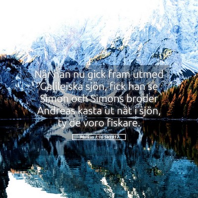 Picture 05 - Markus 1:16 SV1917 - När han nu gick fram utmed Galileiska sjön, - Bible Verse Picture