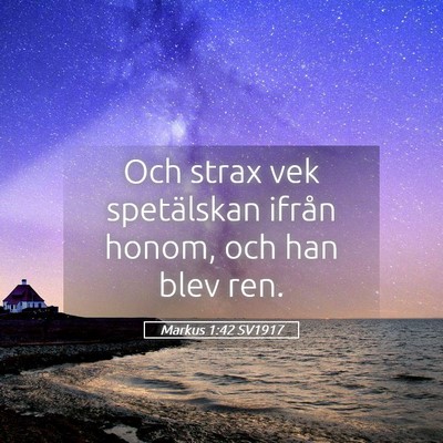 Picture 05 - Markus 1:42 SV1917 - Och strax vek spetälskan ifrån honom, och han - Bible Verse Picture