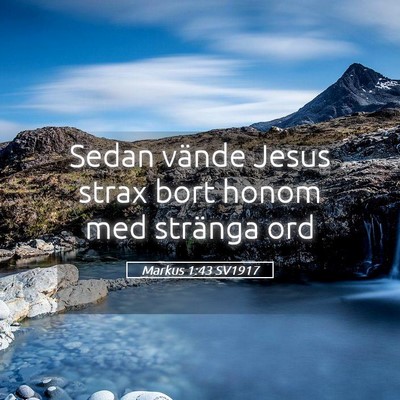 Picture 05 - Markus 1:43 SV1917 - Sedan vände Jesus strax bort honom med stränga - Bible Verse Picture