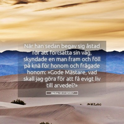 Picture 05 - Markus 10:17 SV1917 - När han sedan begav sig åstad för att - Bible Verse Picture