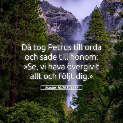 Picture 05 - Markus 10:28 SV1917 - Då tog Petrus till orda och sade till honom: - Bible Verse Picture