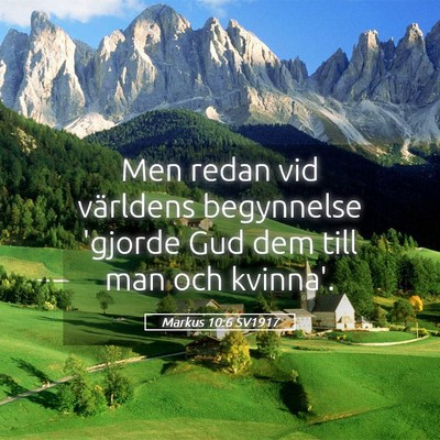 Picture 05 - Markus 10:6 SV1917 - Men redan vid världens begynnelse 'gjorde Gud - Bible Verse Picture
