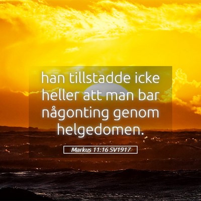 Picture 05 - Markus 11:16 SV1917 - han tillstadde icke heller att man bar någonting - Bible Verse Picture