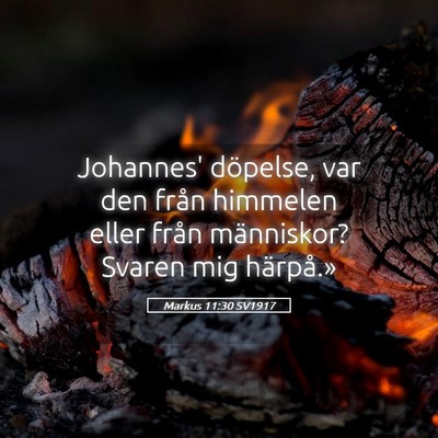 Picture 05 - Markus 11:30 SV1917 - Johannes' döpelse, var den från himmelen eller - Bible Verse Picture