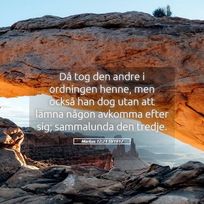 Picture 05 - Markus 12:21 SV1917 - Då tog den andre i ordningen henne, men också - Bible Verse Picture