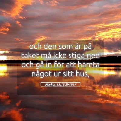 Picture 05 - Markus 13:15 SV1917 - och den som är på taket må icke stiga ned och - Bible Verse Picture
