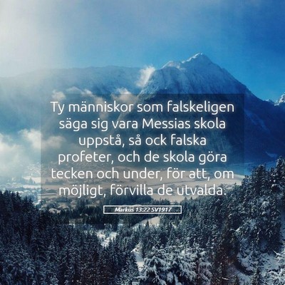 Picture 05 - Markus 13:22 SV1917 - Ty människor som falskeligen säga sig vara - Bible Verse Picture