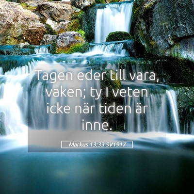Picture 05 - Markus 13:33 SV1917 - Tagen eder till vara, vaken; ty I veten icke när - Bible Verse Picture