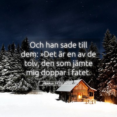 Picture 05 - Markus 14:20 SV1917 - Och han sade till dem: »Det är en av de tolv, - Bible Verse Picture