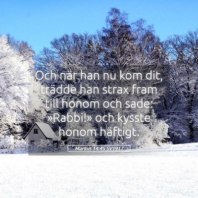 Picture 05 - Markus 14:45 SV1917 - Och när han nu kom dit, trädde han strax fram - Bible Verse Picture