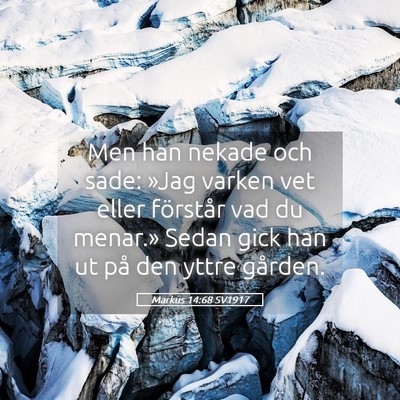 Picture 05 - Markus 14:68 SV1917 - Men han nekade och sade: »Jag varken vet eller - Bible Verse Picture