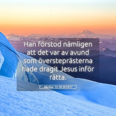 Picture 05 - Markus 15:10 SV1917 - Han förstod nämligen att det var av avund som - Bible Verse Picture