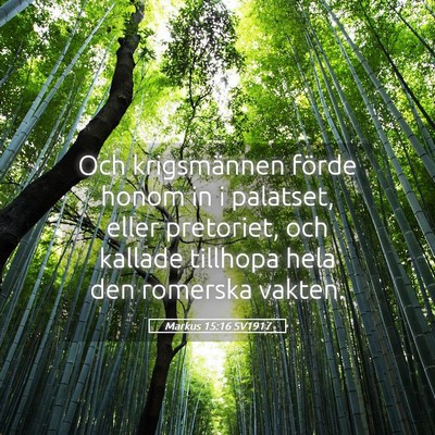 Picture 05 - Markus 15:16 SV1917 - Och krigsmännen förde honom in i palatset, - Bible Verse Picture