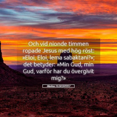 Picture 05 - Markus 15:34 SV1917 - Och vid nionde timmen ropade Jesus med hög - Bible Verse Picture