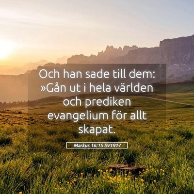 Picture 05 - Markus 16:15 SV1917 - Och han sade till dem: »Gån ut i hela världen - Bible Verse Picture
