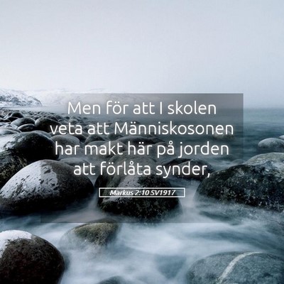 Picture 05 - Markus 2:10 SV1917 - Men för att I skolen veta att Människosonen har - Bible Verse Picture