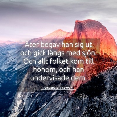 Picture 05 - Markus 2:13 SV1917 - Åter begav han sig ut och gick längs med sjön. - Bible Verse Picture
