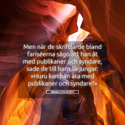 Picture 05 - Markus 2:16 SV1917 - Men när de skriftlärde bland fariséerna sågo - Bible Verse Picture