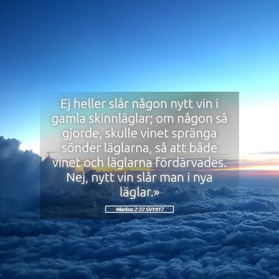 Picture 05 - Markus 2:22 SV1917 - Ej heller slår någon nytt vin i gamla - Bible Verse Picture