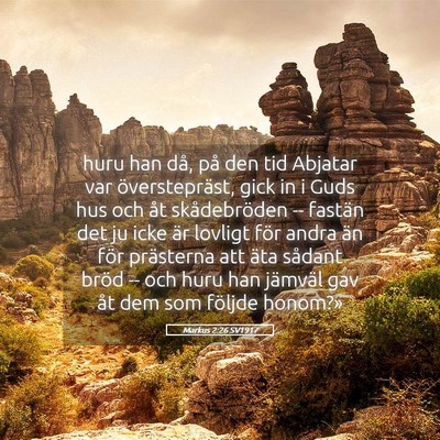 Picture 05 - Markus 2:26 SV1917 - huru han då, på den tid Abjatar var - Bible Verse Picture