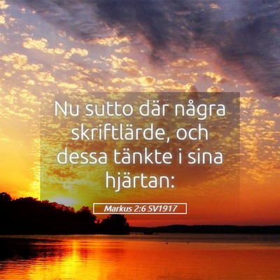 Picture 05 - Markus 2:6 SV1917 - Nu sutto där några skriftlärde, och dessa - Bible Verse Picture