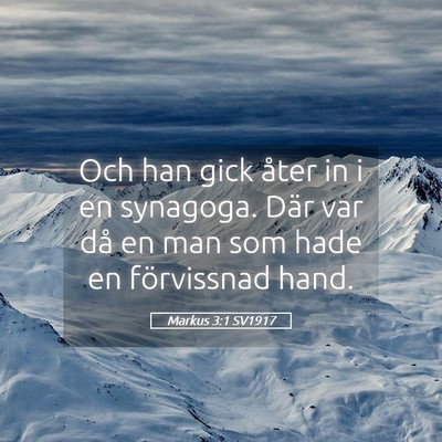 Picture 05 - Markus 3:1 SV1917 - Och han gick åter in i en synagoga. Där var då - Bible Verse Picture