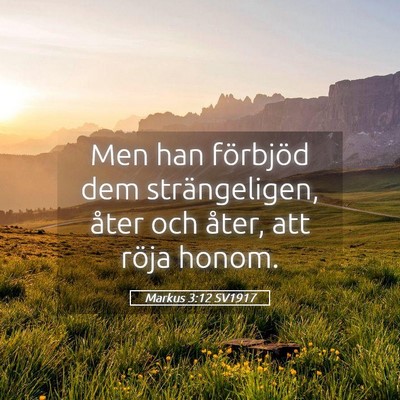 Picture 05 - Markus 3:12 SV1917 - Men han förbjöd dem strängeligen, åter och - Bible Verse Picture