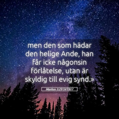 Picture 05 - Markus 3:29 SV1917 - men den som hädar den helige Ande, han får icke - Bible Verse Picture